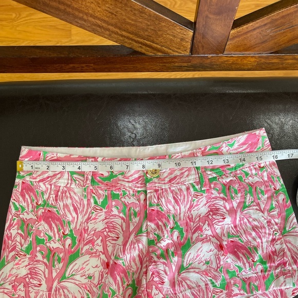 Lilly Pulitzer The Walsh Prep Green Pink Colony short size 0 flamingo resort EUC - Picture 7 of 16
